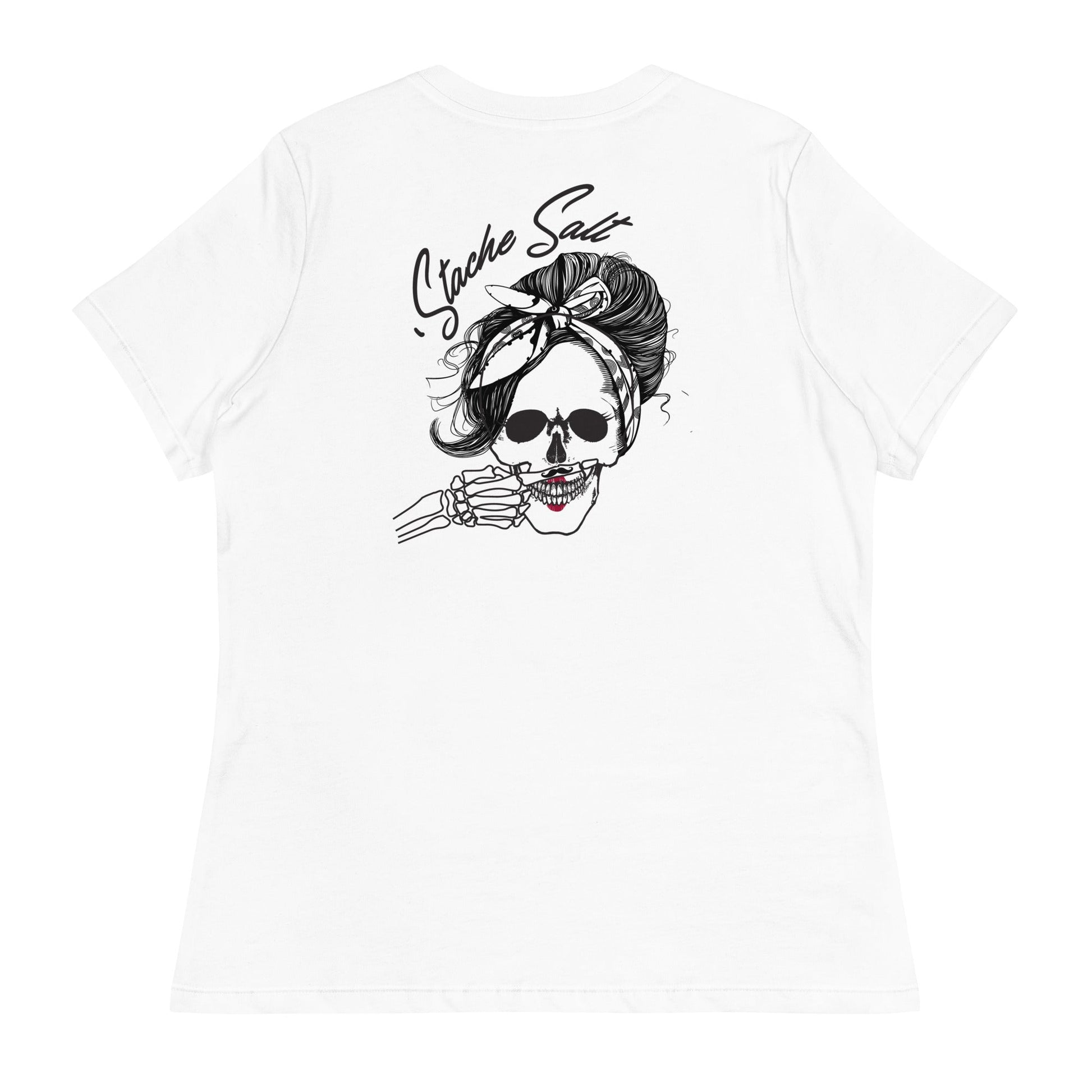 Stache Salt Salty Ladies Tee in White — back view