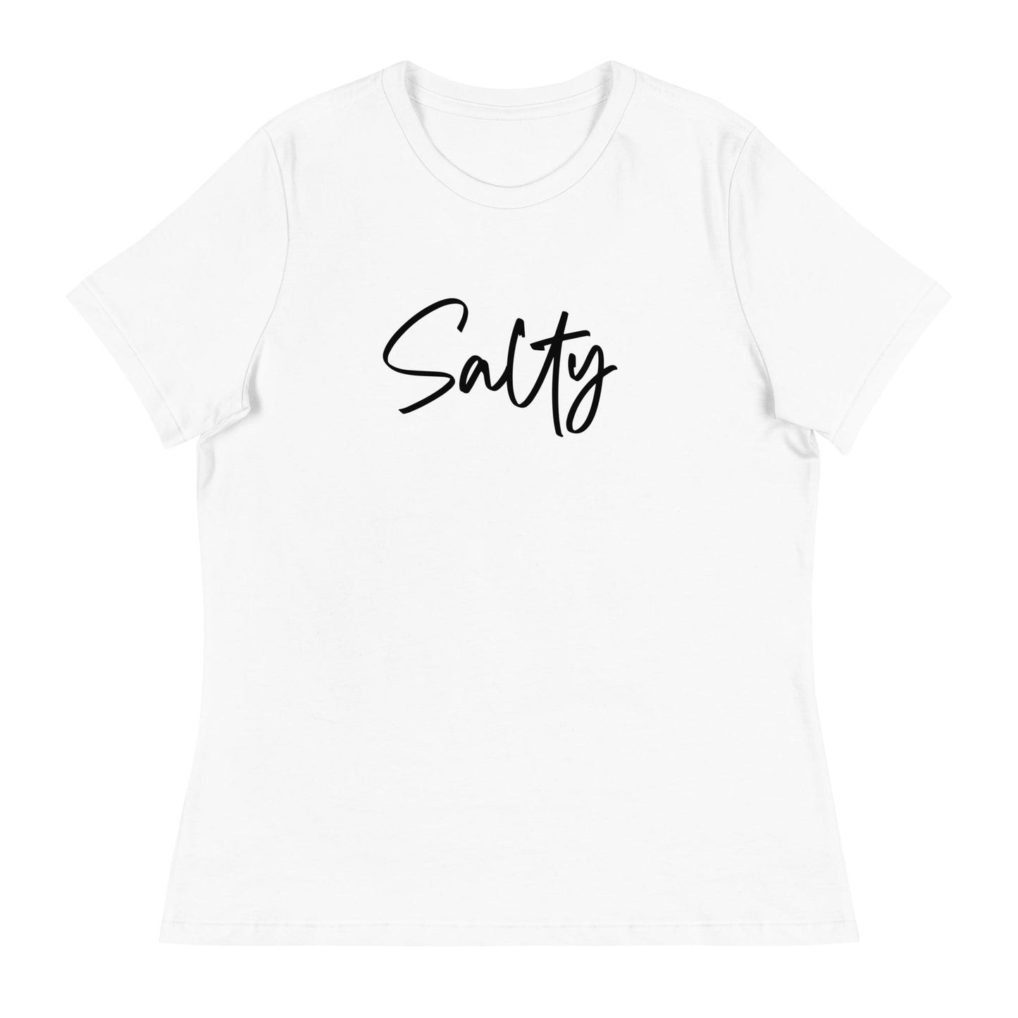 Stache Salt Salty Ladies Tee in White — front view