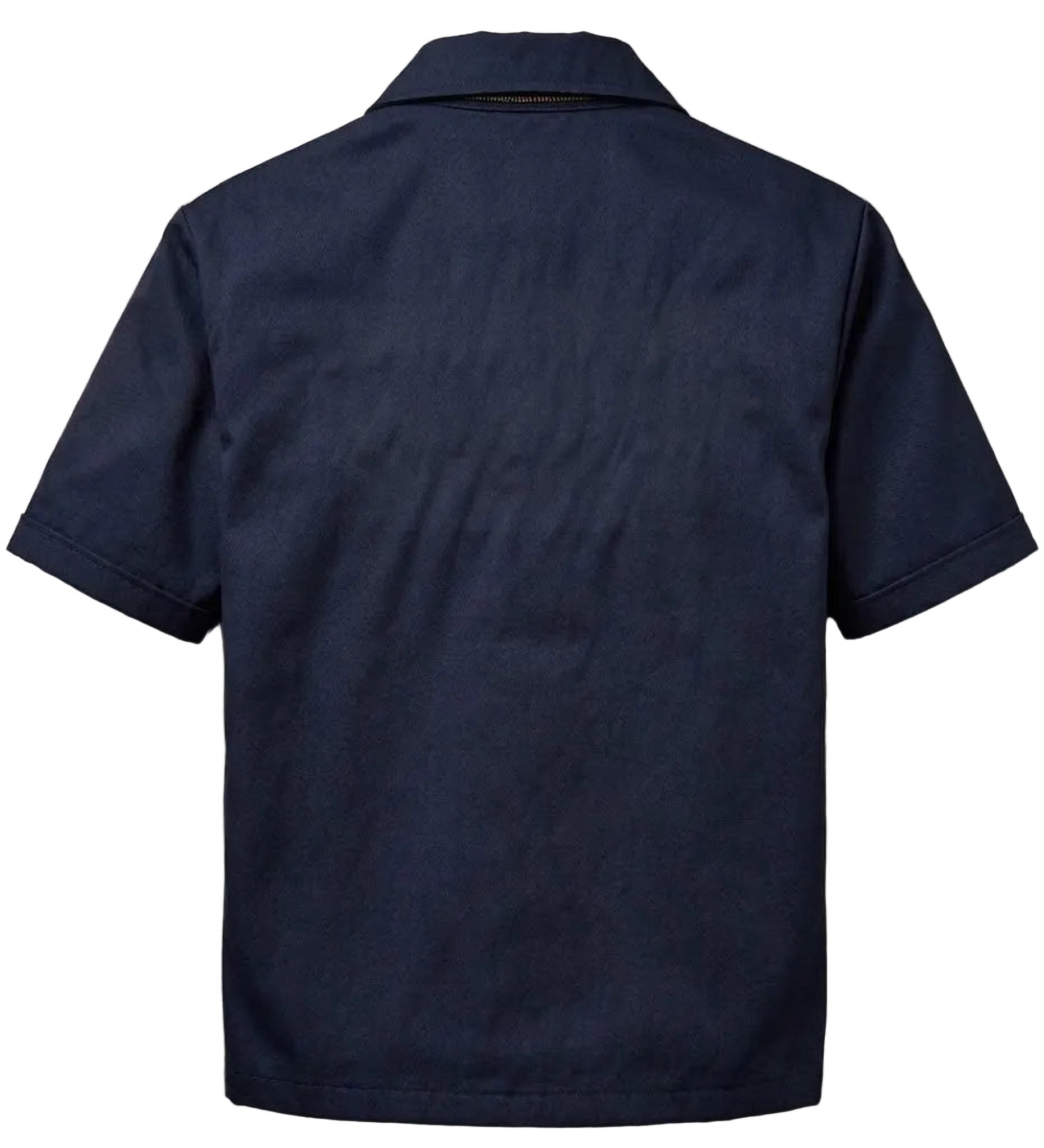 Blank navy WorkRite Nomex IIIA short-sleeve duty shirt, back view