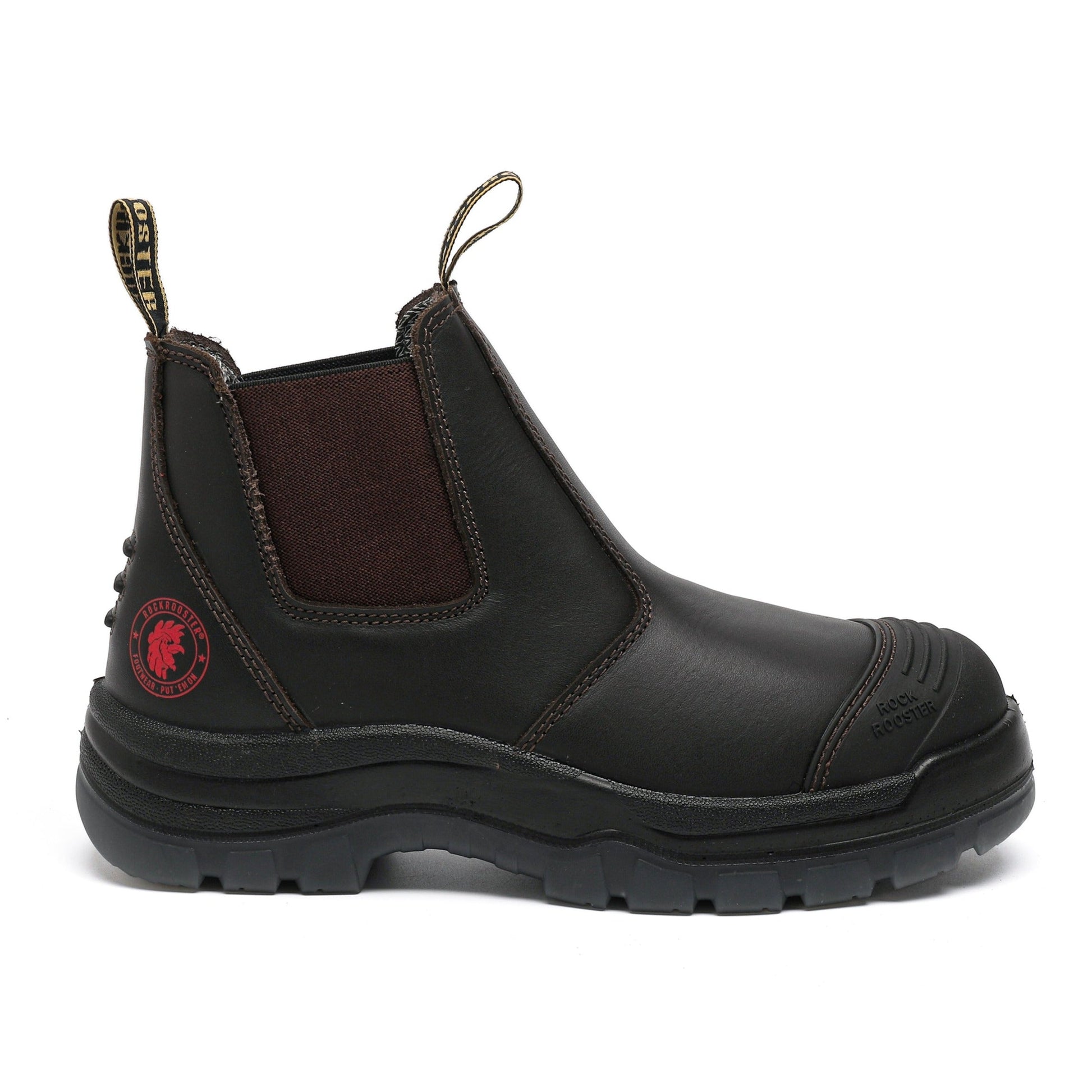 ROCKROOSTER Bakken Dark Brown 6 inch Pull on Leather Work Boots AK229 (3)